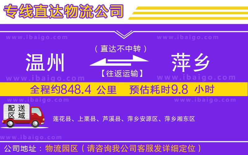 溫州到萍鄉(xiāng)貨運專線