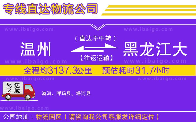 溫州到黑龍江大興安嶺地區(qū)貨運公司